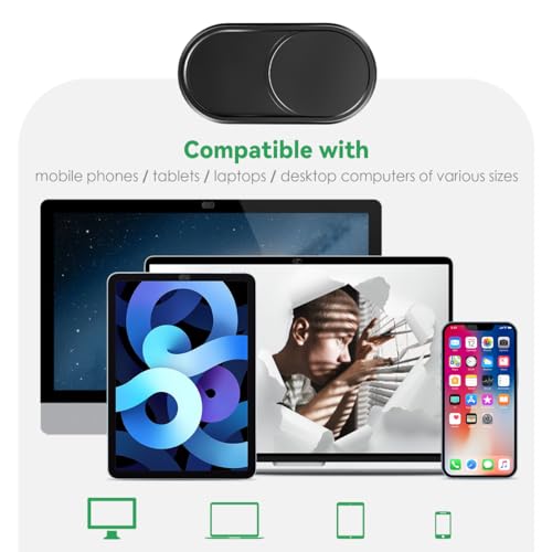 CloudValley Laptop Camera Cover Slide, Metal 0.023 Inch Ultra-Thin, 2 Packs | Web Webcam Cover for MacBook Pro / Air, Laptop, iMac, iPad, iPhone 8/7, Computer Accessories, Privacy Protection, Black