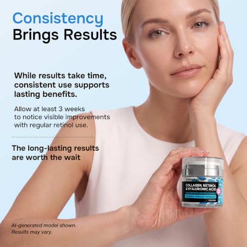 SimplyVital Face Moisturizer Retinol Collagen Hyaluronic Acid Cream 1.7 oz | Anti-Aging, Moisturizer Face Cream for Women & Men, Visibly Firming, Hydrating Neck Care, Day & Night Skin Care, Silky Feel