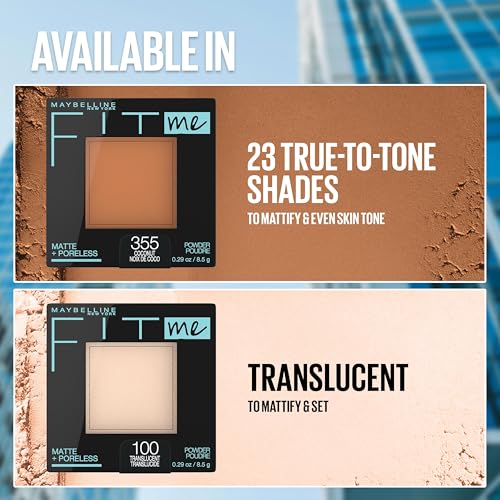 Maybelline Fit Me Matte + Poreless Pressed Face Powder Makeup & Setting Powder, Translucent, 1 Count