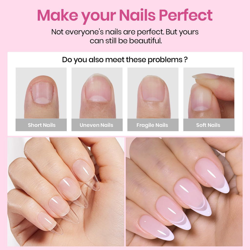 Beetles Medium Almond Nail Tips 576pcs 12 Sizes Pre-Etched Soft Gel Tips | Half Matte Full Cover Press on False Nail Tips Acrylic Nails DIY Extension Gift for Women