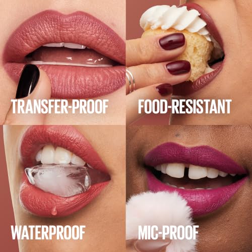Maybelline Super Stay Matte Ink Liquid Lipstick Makeup, Exhilarator | Ruby Red Lipstick, Long-Lasting, Non-Transferring, High Impact Lip Color, Up to 16HR Wear