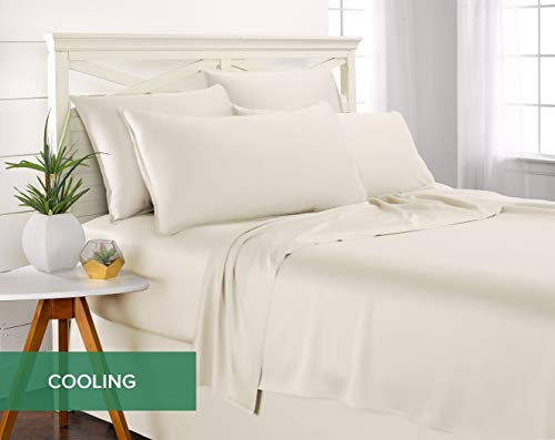 Pure Bamboo King Sheets, Genuine 100% Organic Viscose Derived from Bamboo Bed Sheet Set, Luxuriously Soft & Cooling, Double Stitching, 2 Year Quality Promise (King, Ivory)