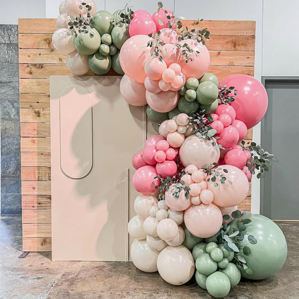 Sage Green Balloons for Boho Baby Shower Fairy Birthday Party Decorations | 60Pcs 12Inch Pink and Green Balloons Include Sage Green Pink Sand White Gold Confetti Balloons, Bridal Shower Decorations