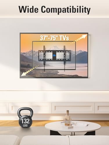 Mounting Dream Tilting TV Wall Mount for Most 37-90 Inch TVs up to 132lbs | Low Profile TV Mount Fits 16", 18", 24" Studs, Max VESA 600x400mm, Wall Mount TV Bracket with Quick Lock & Release, MD2268-LK