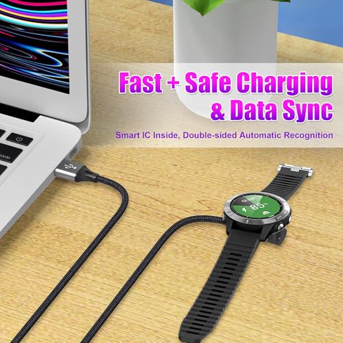 AGVEE 2 Pack 3.3ft Charger for Garmin Watch, L-Shape Charging Cable | For Approach, BarkLimiter, D2, Enduro, Epix, Fenix, Forerunner, Instinct, Quatix, Tactix, Venu, Vivoactive, Vivomove