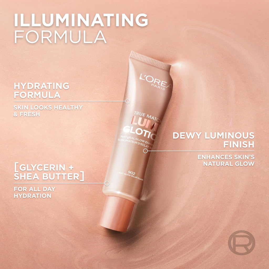 L'Oreal Paris Makeup True Match Lumi Glotion, 903 Medium, 1.35 fl oz | Natural Glow Enhancer, Illuminator Highlighter, Bronzing Drops For a Sun-Kissed Glow For Face and Body