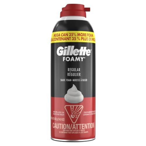 Gillette Foamy Classic Shave Foam for Men, Protection Against Shaving Irritation, Quick and Smooth Shave, shaving cream, 14.9 Oz