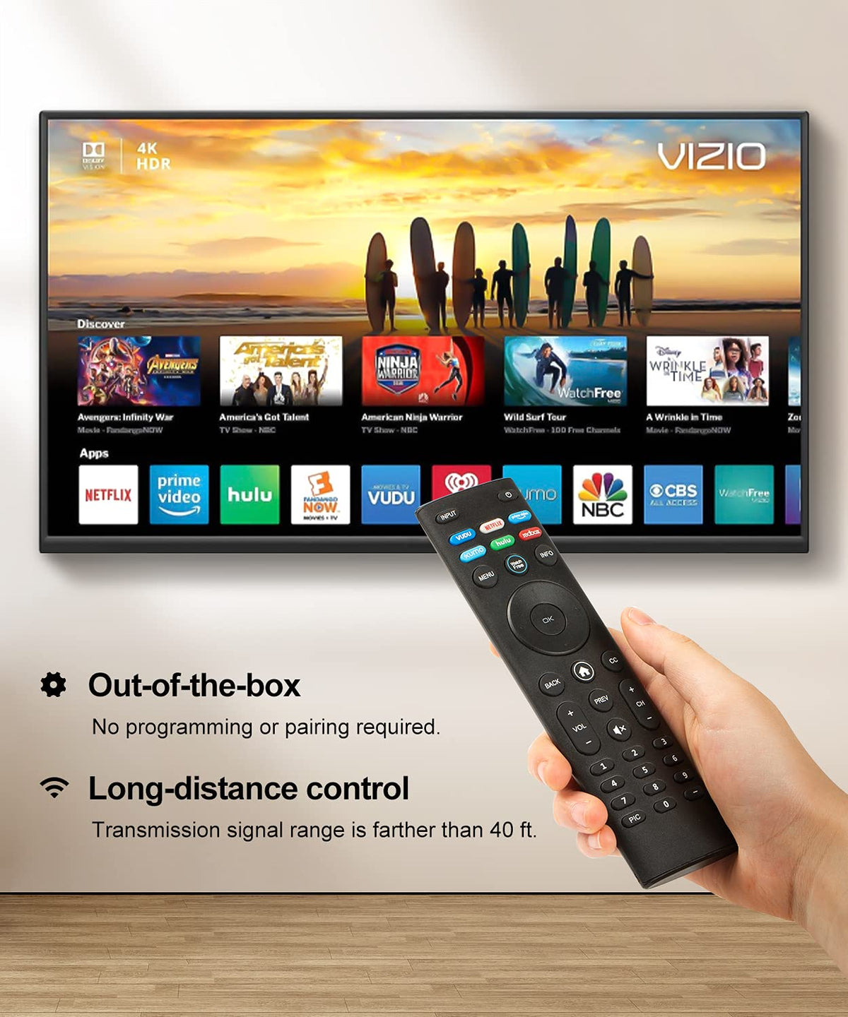 for Vizio smart tv Remote Replacement,Compatible with vizio Smart TV | Compatible with vizio TV D,M,V,Series UHD LED LCD Smart TV
