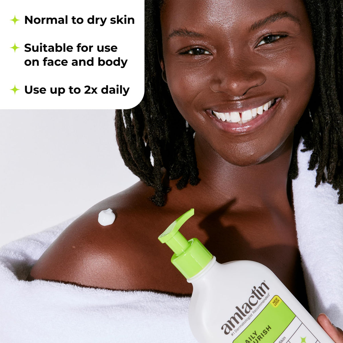 Amlactin Daily Nourish Body Lotion, 12% Lactic Acid, 14.1 oz | 12% lactic acid body lotion exfoliates and moisturizes dry skin to help reveal softer, smoother daily hydration.