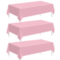 Childom 3 Pack Plastic Tablecloths for Rectangle Tables 54" x 108" Pink Disposable Table Cloths for 6 to 8 Foot Valentines Day Table Cloth Indoor Outdoor Parties Birthday Wedding Christmas Anniversary