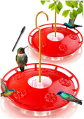 eWonLife 2 Pack 16 oz Saucer Hummingbird Feeders for Outdoors, Garden Decor | Built-in Ant Moat, 5 Bee Proof Feeding Ports, BFA Free Plastic, Easy Clean, Leak-Proof Dish-Style