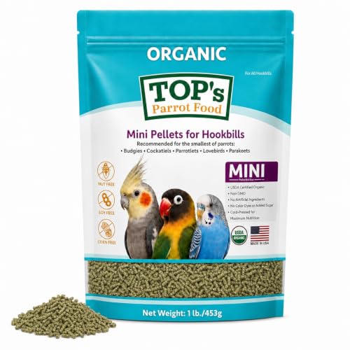 TOP's Mini Parrot Pellets 1 lb, USDA Organic Certified, Non-GMO Bird Food