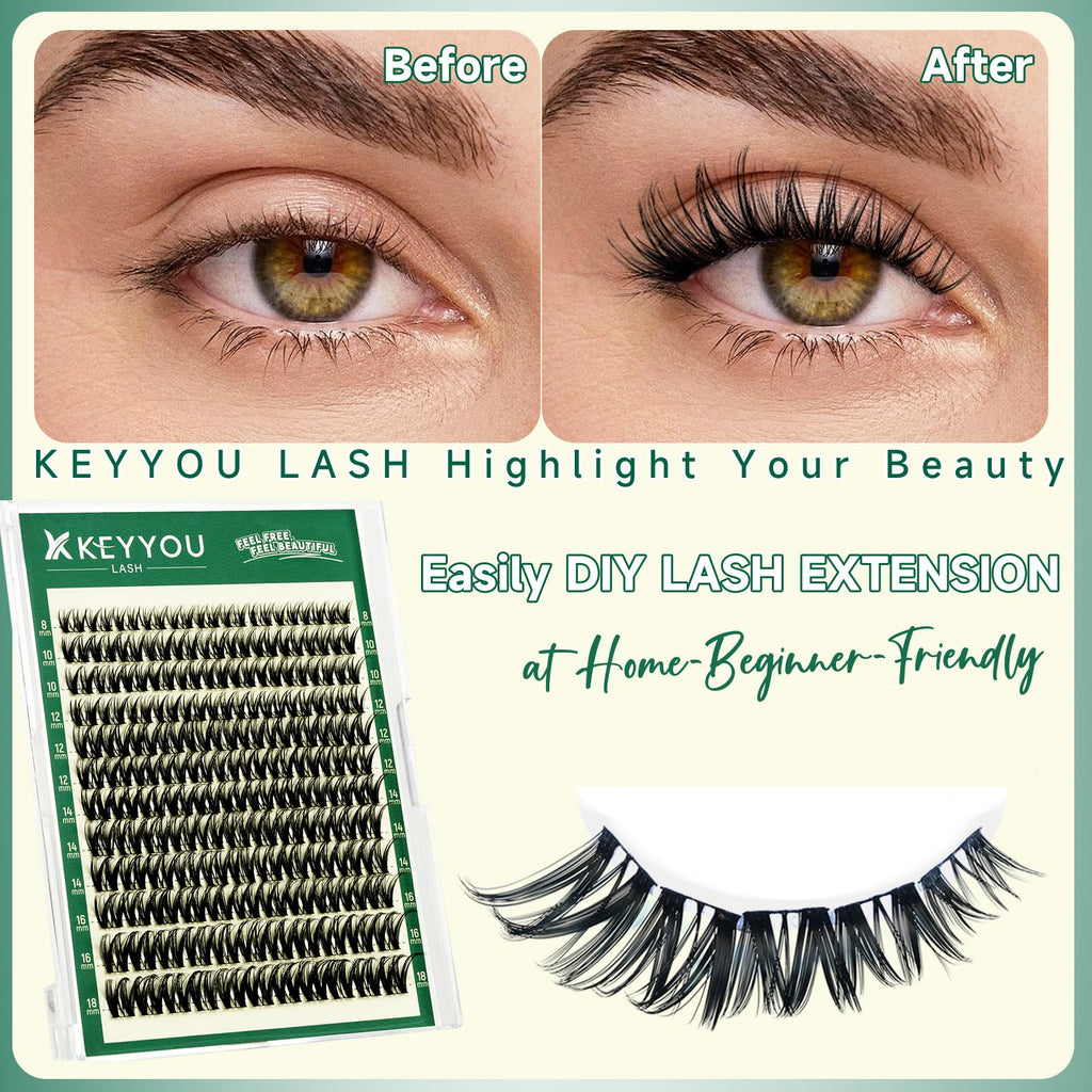 KEYYOU Flora Lash Clusters D Curl Wispy Flaunt Eyelash Extensions F01