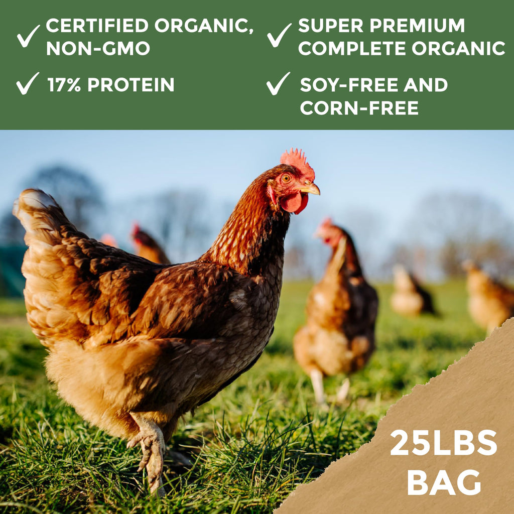 New Country Organics | Corn-Free Classic Layer Chicken Feed for Laying Hens | Corn-Free and Soy-Free | 17% Protein | Certified Organic and Non-GMO Chicken Food | 25lbs Bag