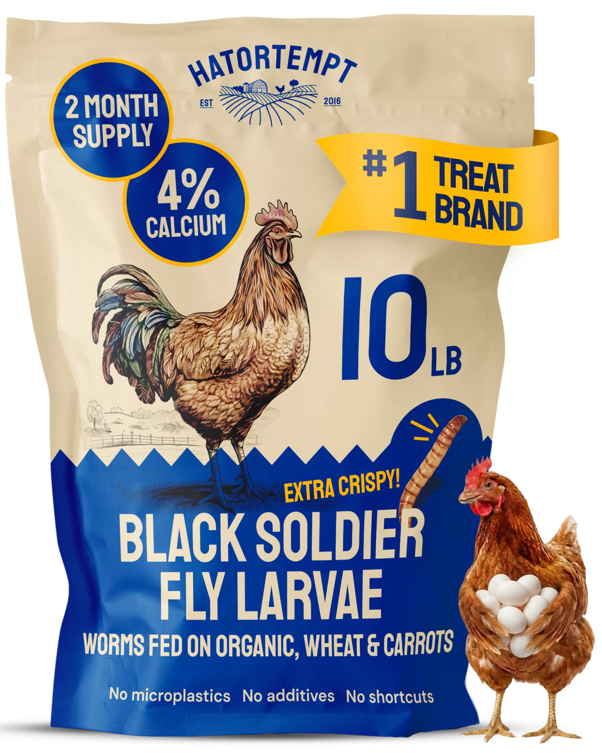 Hatortempt 10lb Black Soldier Fly Larvae for Chickens, Calci Chicken Treats | 80x More Calcium Than Mealworms - Black Soldier Fly Larvae for Chickens - Non-GMO - Fed On An Organic Diet
