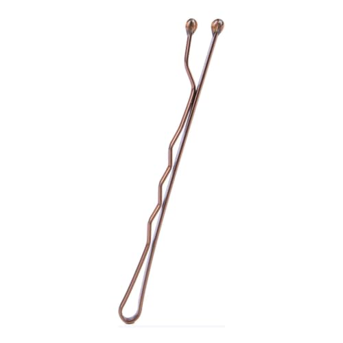 Amazon Basics No Slip Bobby Pins for All Hair Types, Secure Hold Hair Pins for Updos, Brunette Brown, 48 Count