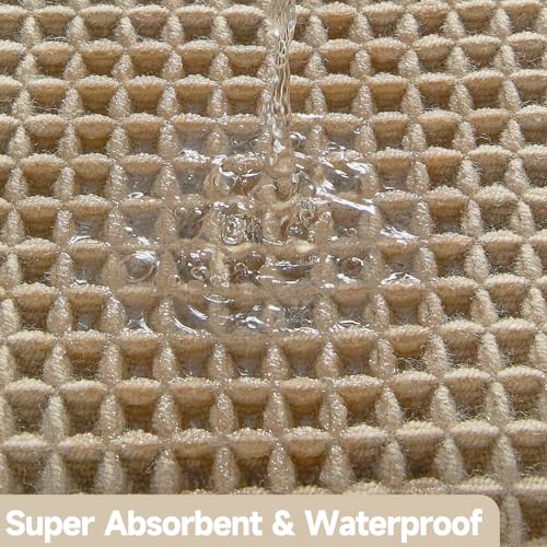 TYUU Waffle Bath Mat, Boho Bathroom Rugs Non Slip Washable, 30x20 Khaki | Super Absorbent Quick Dry Bath Rug, Non-Slip Backing, Soft Waffle Boho Farmhouse Bathroom Mats, Tub, Shower & Home Decor