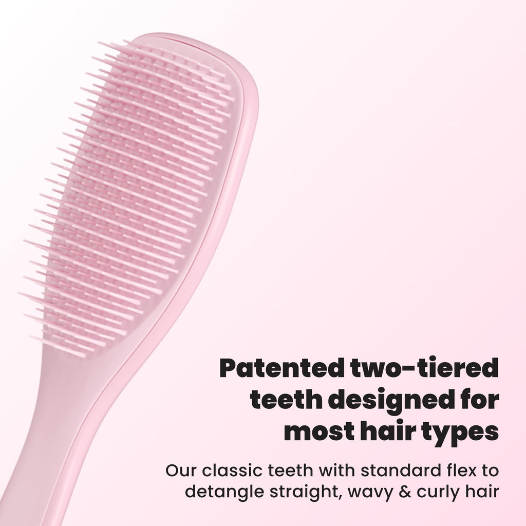 Tangle Teezer Ultimate Detangler Brush, Straight to Wavy, Millennial Pink | Patented two-tier, regular-flex teeth reduce breakage & split ends on wet or dry hair; Shower-friendly hairbrush for all ages