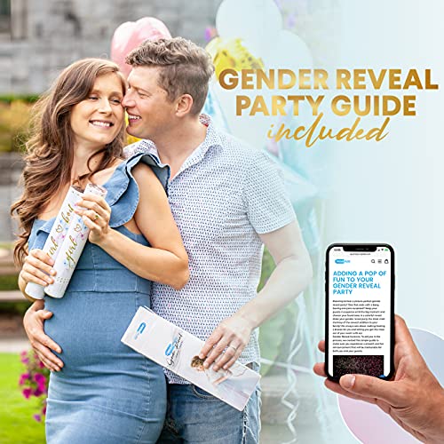PrimePure Gender Reveal Confetti Cannon, Biodegradable Blue Powder, 2 Pack | Biodegradable Powder Cannon Smoke Bombs, Ideal for Outdoor or Indoor Baby Boy Gender Reveal Party & It's a Boy Baby Shower