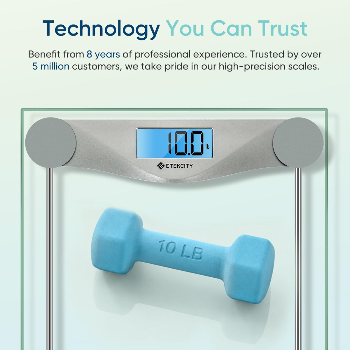 Etekcity Digital Body Weight Bathroom Scale, 6mm Tempered Glass, 400 lbs | Large Blue LCD Backlight Display, High Precision Measurements for Home Bathroom Use
