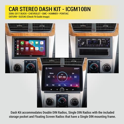 Scosche ICGM10BN Complete Double/Single DIN Stereo Installation Kit for Select Non-Amplified 2006-17 General Motors Vehicles - No Steering Wheel Remote - See Fit Guide in Images to Verify Your Vehicle