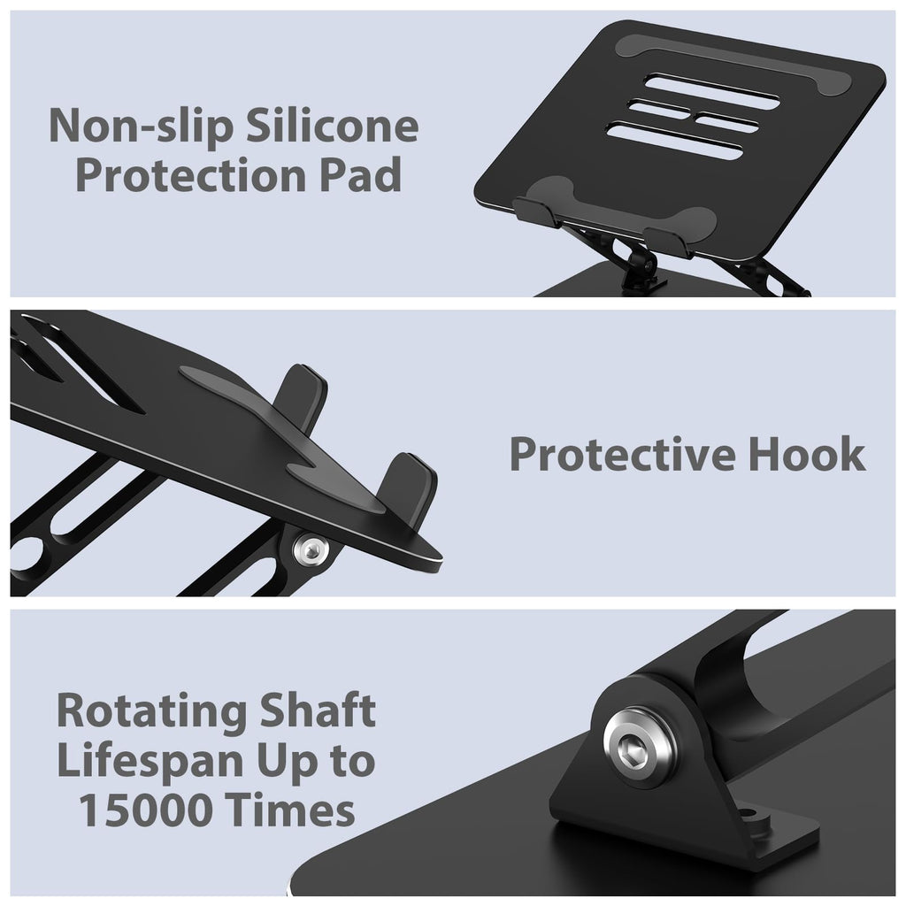 Gogoonike Adjustable Laptop Stand for Desk, Metal Laptop Riser Holder | Portable Desktop Book Stands, Foldable Ventilated Cooling Computer Notebook Stand Compatible with 10-15.6” Laptops, Tablets