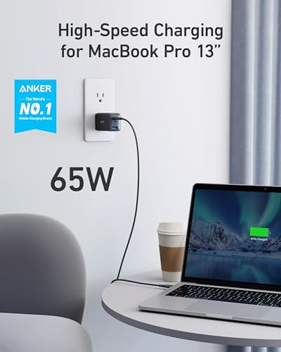 Anker 65W Max 3-Port USB C Charger Block, Compact Foldable Phone Charger | Type C Charger Fast Charging for MacBook Pro/Air, iPad Pro, Galaxy S20, Dell XPS 13, Note 20/10+, iPhone 17 Series, and More