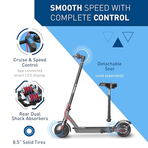Hiboy S2 Electric Scooter - 8.5" Solid Tires - Up to 17 Miles Long-Range | 19 MPH Portable Folding Commuting Scooter for Adults with Double Braking System and App