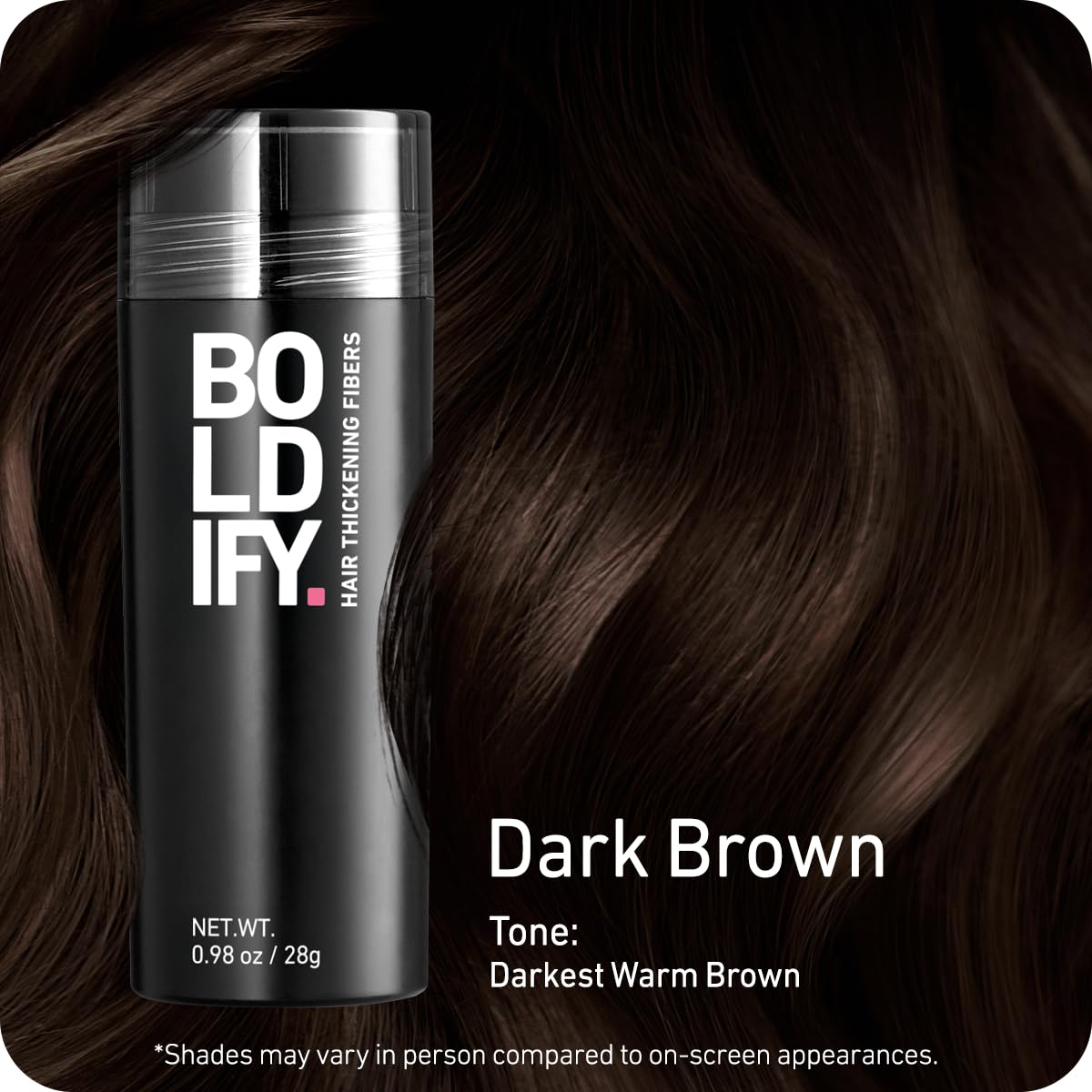 BOLDIFY Hair Fibers for Thinning Hair, for Women & Men, Dark Brown 28g