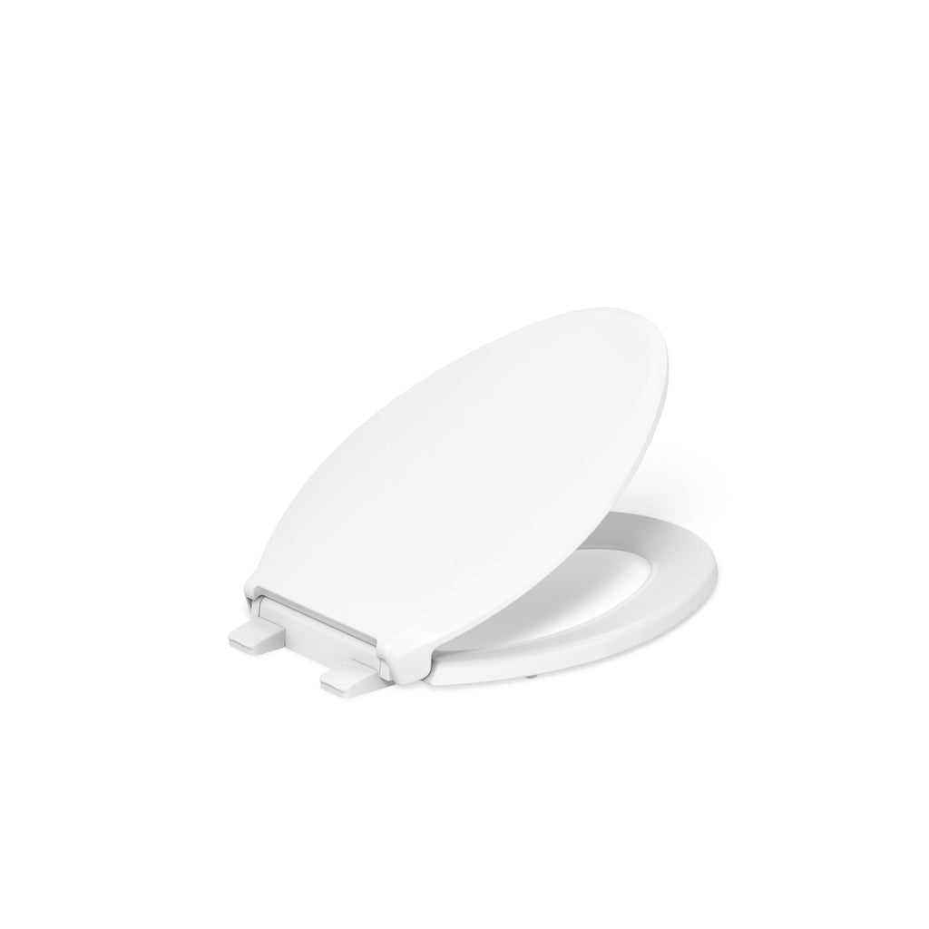 KOHLER Cachet ReadyLatch Elongated Slow Close Toilet Seat, White | 4636-RL-0, Quiet Lid, Contoured Grip-Tight Bumpers Installation Hardware, Apartment Essentials