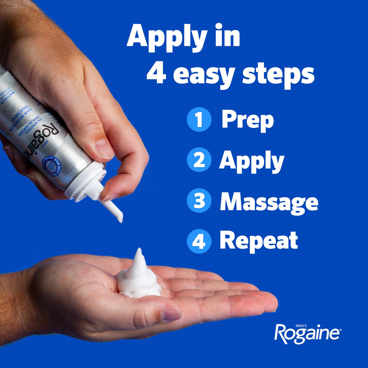 Men's Rogaine 5% Minoxidil Topical Foam, Unscented, 3 x 2.11 oz | Hair Regrowth Foam, Topical Hair Loss Treatment for Men, Regrow Fuller, Thicker Hair, Unscented, Aerosol, 3-Month Supply