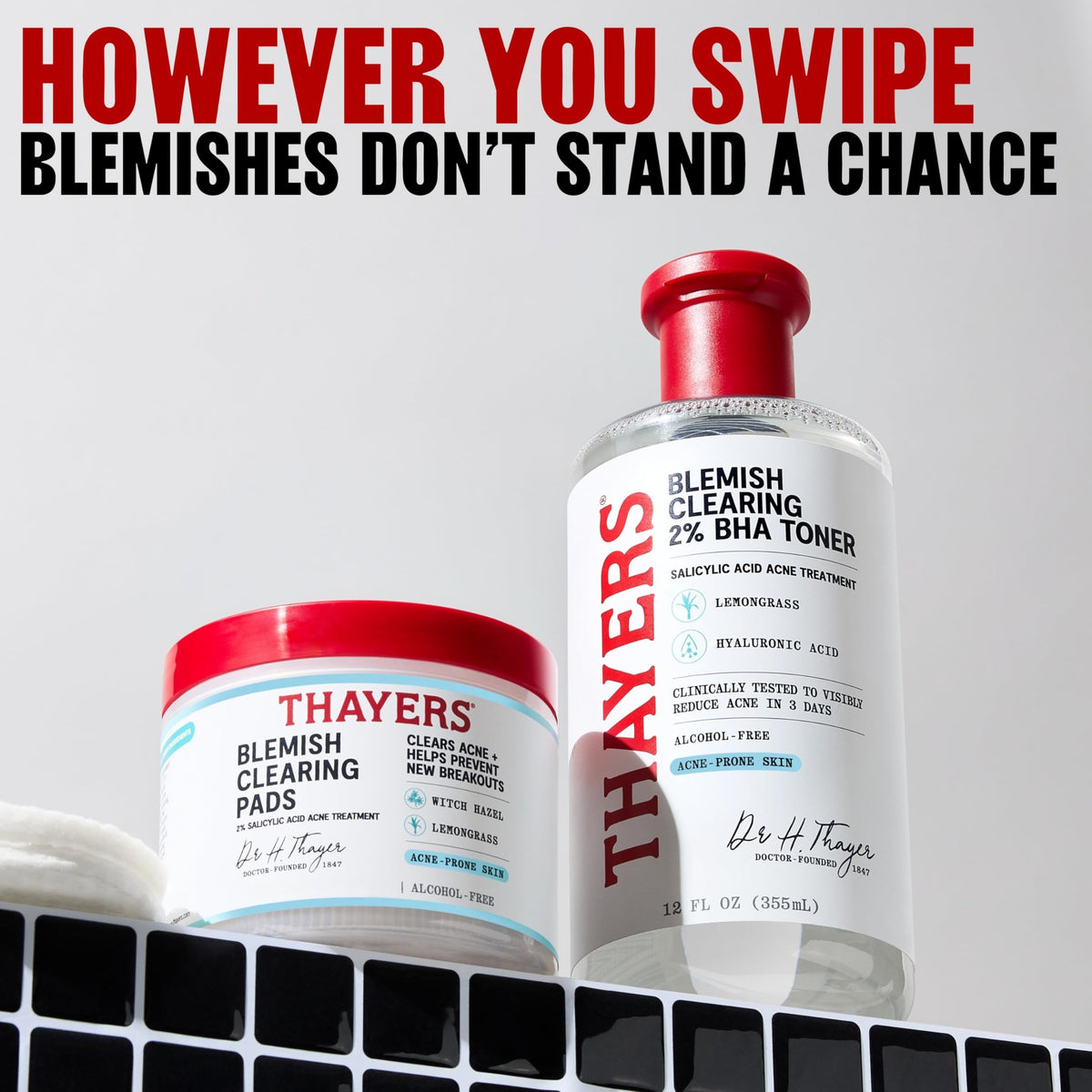 THAYERS Blemish Clearing Acne Pads, Salicylic Acid Acne Treatment, 60 Ct | Pore Reducing, Exfoliating, and Soothing Skincare, Witch Hazel Toner Pads, Help Prevent New Breakouts, Alcohol & Paraben Free