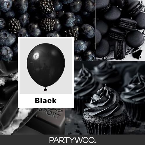 PartyWoo Black Balloons 152pcs Different Sizes of 18 12 10 5 Inch | Balloons for Baby Shower Birthday Graduation Casino Gaming Anniversary Race Car Baby Party Decorations Black-Y18