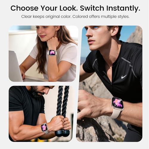Tensea 3PCS for Apple Watch Screen Protector Case Series 12 46mm | iWatch Protective Face Cover for Women Men, Tempered Glass Film Hard Bumper for iPhone Watch 12 46 mm Accessories