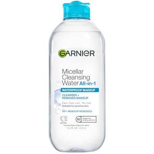 Garnier SkinActive Micellar Water For Waterproof Makeup, Facial Cleanser & Makeup Remover, 13.5 Fl Oz (400mL), 1 Count (Packaging May Vary)
