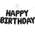 TONIFUL 16 Inch Black Happy Birthday Balloons Banner Decorations for Men | Reusable Foil Letter Birthday Sign Black Birthday Decoration for 16th 30th 50th 60th Boys Adults and Halloween Birthday Party