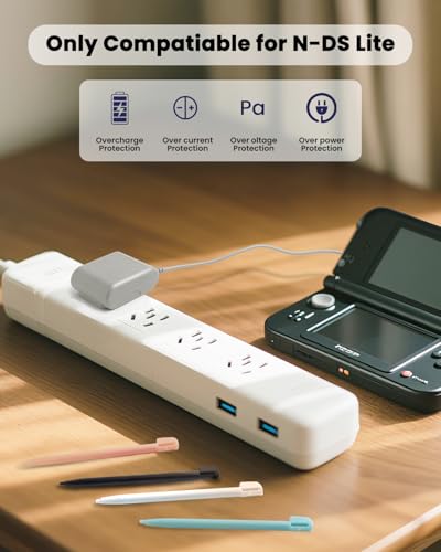DS Lite Charger Kit Compatible with DS Lite 100-240V Wall Plug Adapter with 4 Stylus Pen for DS Lite