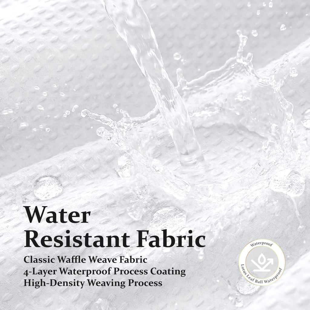 Dynamene Waffle Shower Curtain 256 GSM Heavy Duty Fabric 72"x72" White | Thick Textured Cloth, Weighted Hem, Water Repellent Washable, Hotel Luxury Polyester Shower Curtain Set for Bathroom 12 Hooks