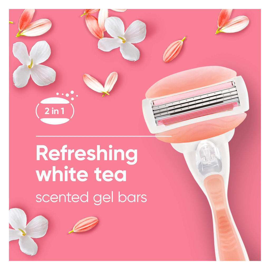 Gillette Venus ComfortGlide White Tea Women's Razor 1 Handle + 4 Blade Refills