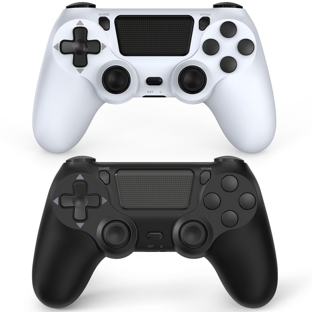 Wuthur 2 Pack Wireless Controller Compatible with PS4 / Pro/Slim (Black & White)