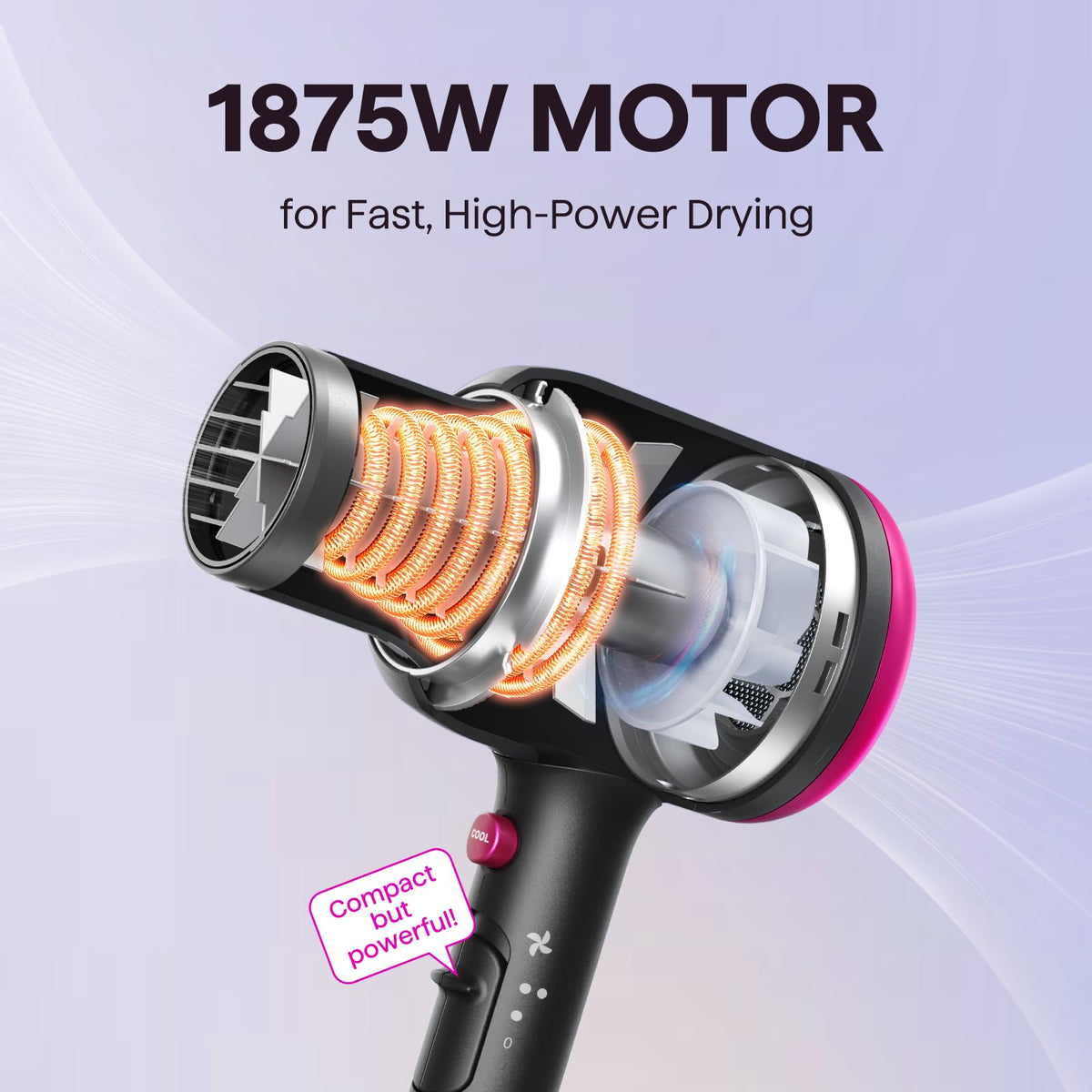 Wavytalk Blown Away Ionic Hair Dryer with Diffuser for Curly Hair