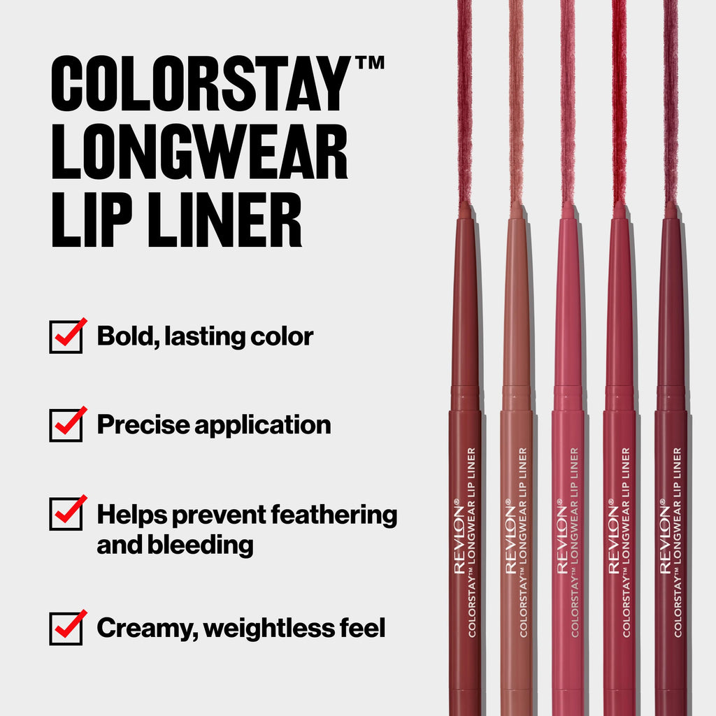 Revlon ColorStay Longwear Lip Liner, 630 Nude, 0.01 oz | Longwear lip liner with built-in sharpener. Rich color with smooth, easy-glide application.