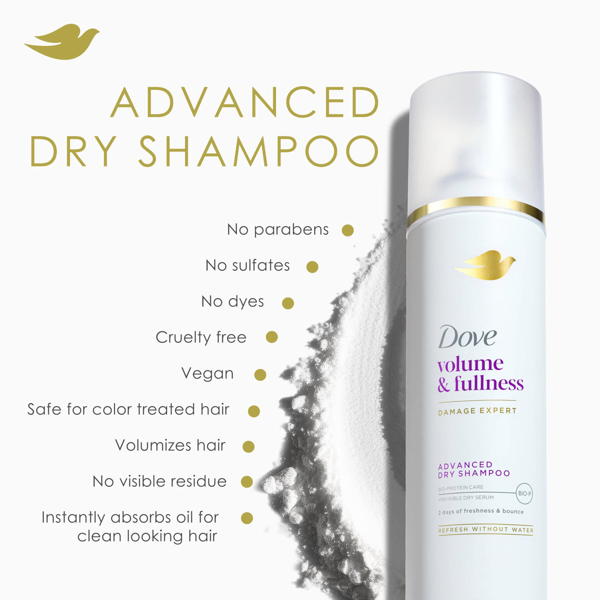 Dove Dry Shampoo Spray, Hair Volume & Fullness, Absorbs Oil, 5 oz (2-Pack) | Refreshes Hair Without Washing, Absorbs Excess Oil, Adds Volume and Fullness, Convenient Two-Pack Dry Shampoo