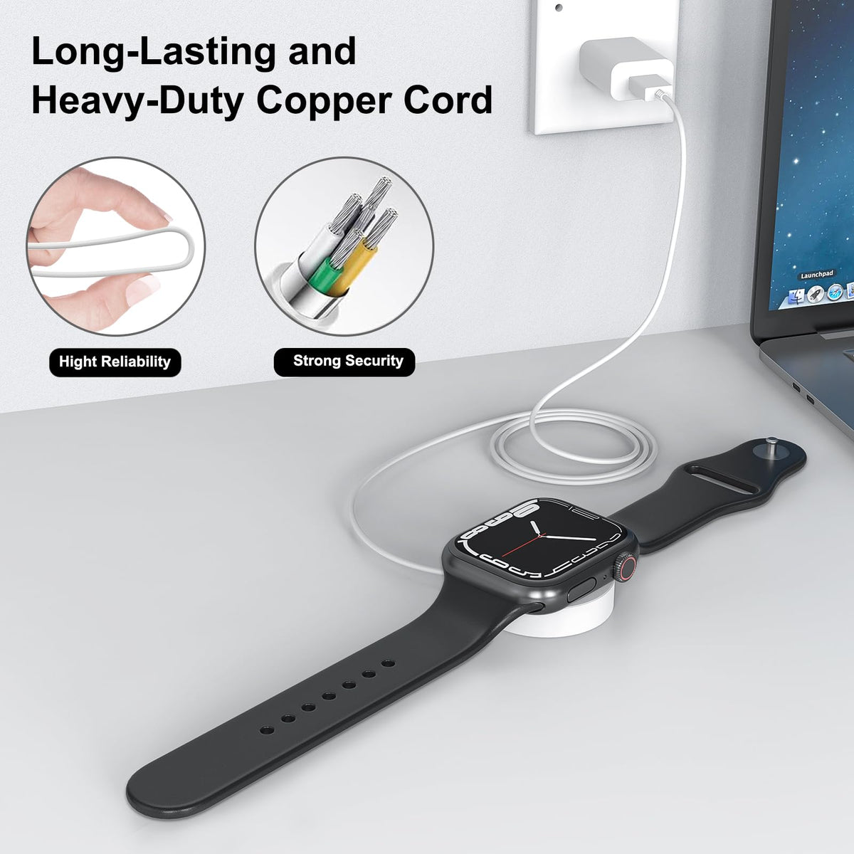 Fast Charger for Apple Watch Charger, 3.3FT USB A iWatch Charger, White | Fast Charging Magnetic Wall Plug/Charger Block Portable Travel Essentials Series 11/10/9/8/7/6/5/4/3/2/1/SE/SE2/SE3