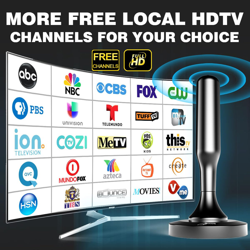 HIDB TV Antenna for Smart TV Indoor, Digital TV Antenna for Local Channels | OTA Digital HD Signal Antenna with Magnetic Base and 10ft Cable for Easy Setup
