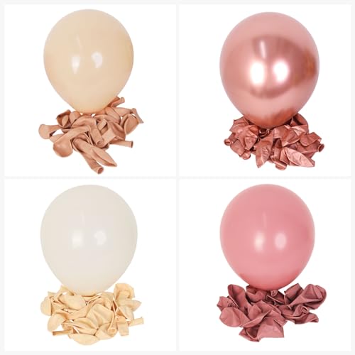 Retro Blush Pink Balloons 60 Packs 12 Inch Latex Balloons | Dusty Pink Metallic Rose Gold Nude Balloons for Pumpkin Baby Shower Girls Women Boho Birthday Bridal Wedding Decorations