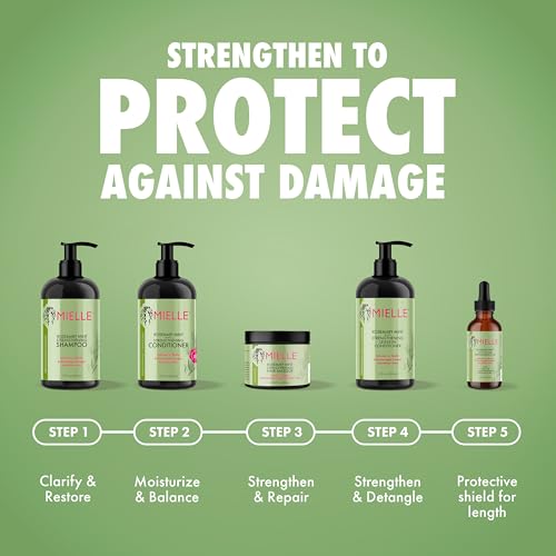 Mielle Organics Rosemary Mint Hair Oil with Biotin, 2 oz | Hair strengthening oil, with biotin & castor oil, dry scalp care, split end support, frizz smoothing