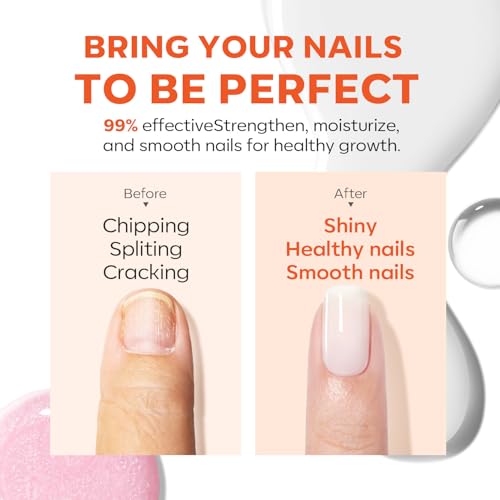 Modelones Nail Strengthener and Growth, Milky White Nail Polish Hardener | Extra Strong and Growth Fall Nail Repair Natural Strengthening Polish Concealer Foundation Nail Stuff Toenails Gifts 15ml