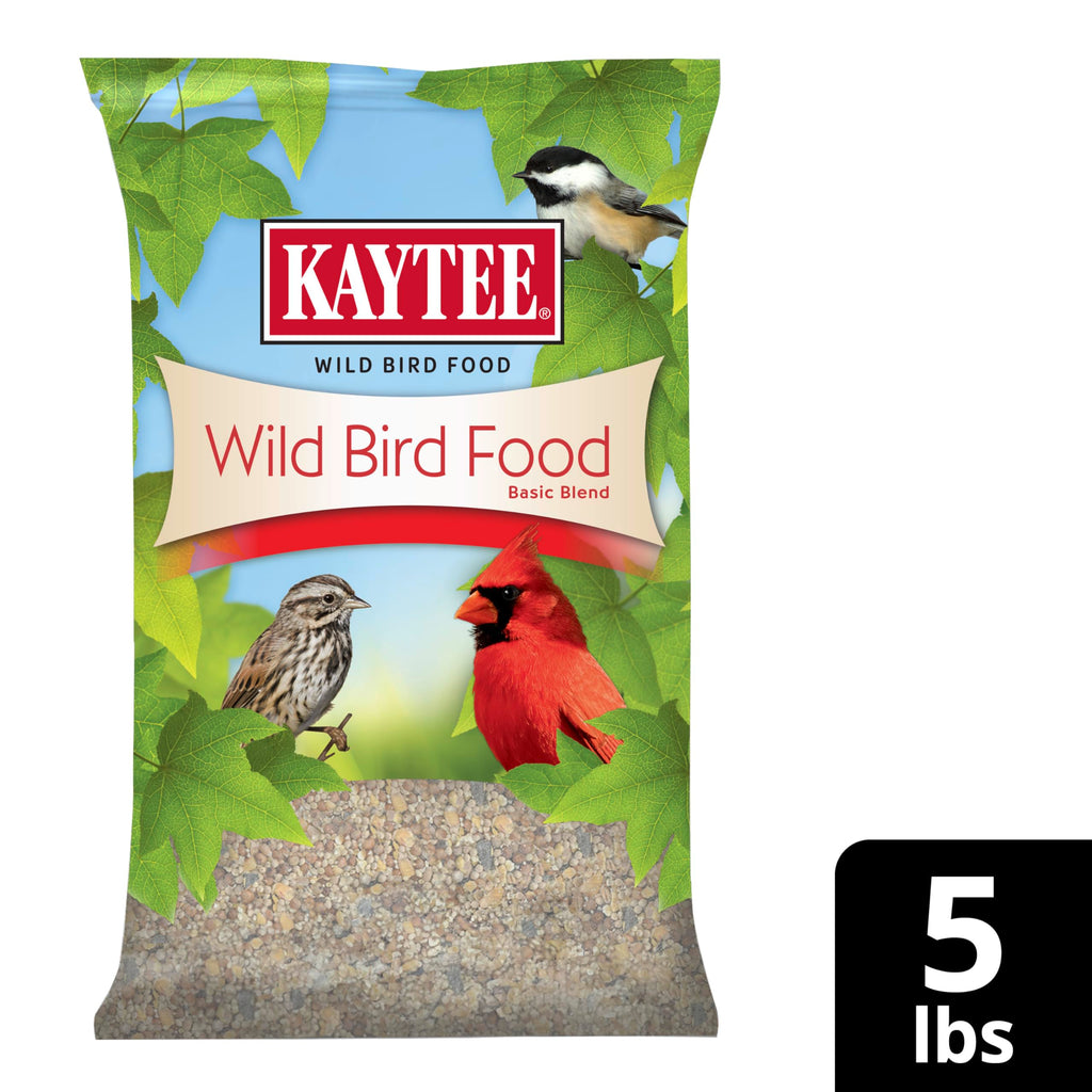 Kaytee Wild Bird Food Basic Seed Blend, 5 lb | Attract backyard birds. Wild bird seed mix with sunflower. Fortified, birdseed, year-round