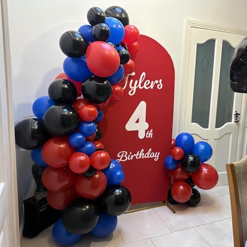 12 Inch Red Blue Black Balloons for Spider Cool Man Birthday Decorations | Royal Blue Red Black Helium Latex Balloon Kit for Boys Spider Halloween Theme Decor Super Men Hero Party Decoration Supplies